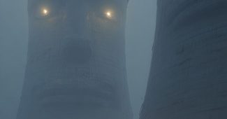 ChatGPT提示词_巨大的机器人面孔嵌入于衰败的发电厂冷却塔中，眼睛在雾中微微发光_chatgpt账号购买缩略图