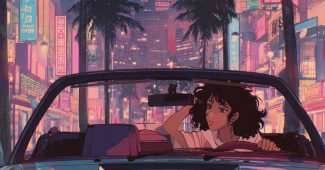 AI提示词_一位时尚女性驾驶着敞篷车，怀旧的80年代风格_chatgpt50官网中文版缩略图