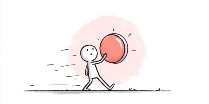 ChatGPT_AI提示词_一个简单的火柴人正在按一个象征行动的大按钮_chatgpt5登录缩略图