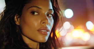 ChatGPT_AI提示词_一位时尚优雅的24岁女性驾驶着豪华黑色跑车，望向后视镜，城市灯光璀璨_chatgpt会员多少钱一次缩略图