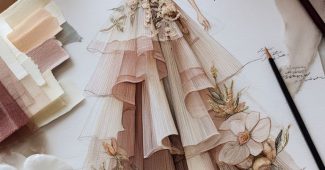 ChatGPT_AI提示词_高档时尚裙装设计插图，艺术化的薄纱裙，细致的花卉刺绣和3D花朵_chatgpt会员激活码缩略图