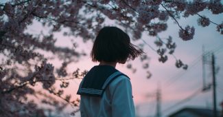 ChatGPT提示词_一位身穿清爽水手服的孤独日本高中女孩在黄昏的樱花树下，微风轻拂着她的头发_chatgpt中文版官网版缩略图