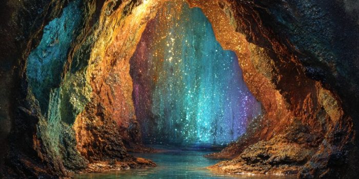 ChatGPT_AI提示词_一个美丽的洞窟，闪烁着生命、光彩和色彩_人工智能chatgpt5.0缩略图