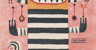 ChatGPT提示词_一张描绘全身人形老虎的西藏地毯，背景为粉色，图案对称简单_chatgpt官网中文版4.0缩略图