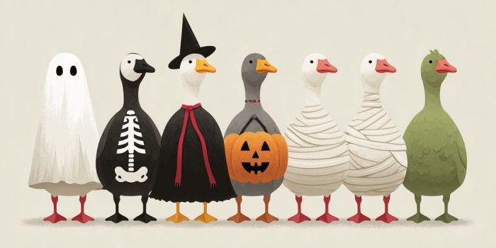 ChatGPT提示词_七只鹅穿着不同的万圣节服装_chatgpt中文官网缩略图