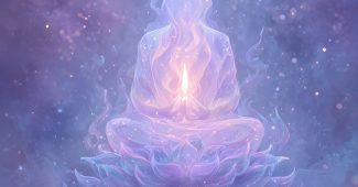 ChatGPT_AI提示词_漂浮的蜡烛形状的火焰形成一个冥想的身影，柔和的紫色和桃色光芒，宇宙背景，宁静的精神海报_chatgpt会员怎么购买缩略图