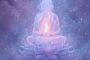 ChatGPT_AI提示词_漂浮的蜡烛形状的火焰形成一个冥想的身影，柔和的紫色和桃色光芒，宇宙背景，宁静的精神海报_chatgpt会员怎么购买缩略图