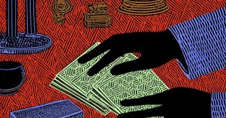 AI提示词_女性手在柔和光线下阅读塔罗牌的神秘插图_chatgpt5.1版本更新缩略图