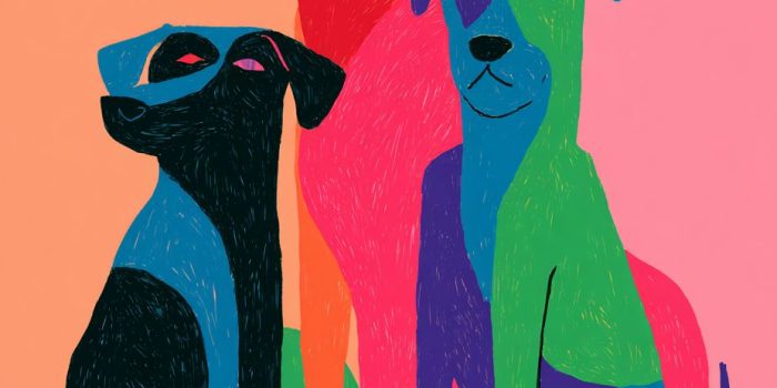 ChatGPT提示词_三只可爱的狗，采用彼得·索尔和大卫·霍克尼的风格，使用简单的形状和大胆的颜色_chatgpt prompt engineering缩略图