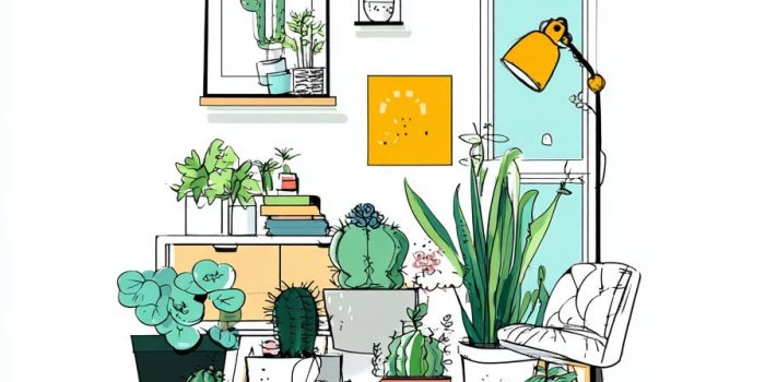 ChatGPT提示词_简约家居装饰的手绘卡通插图营造出活泼友好的氛围_chatgpt账号充值缩略图