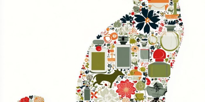 ChatGPT_AI提示词_设计一张以孤立猫剪影为主题的贺卡，使用花朵、丝带和珠宝等浪漫元素，背景为白色，文本为“以爱之名”_买gpt会员缩略图