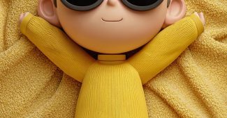 ChatGPT_AI提示词_一个小男孩穿着黑色太阳镜和黄色运动服躺在地上，手放在头后，旁边有两个足球_chatgpt会员收费标准缩略图