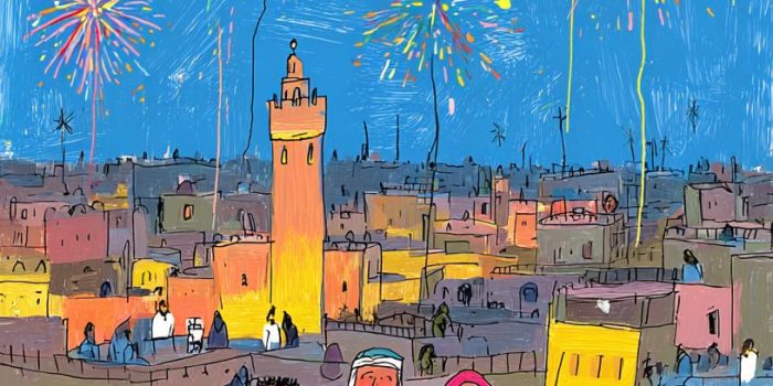 ChatGPT提示词_在费斯的屋顶上，传统皮革工匠、年长宗教士和女商人一起观看绚丽的烟花，体现出费斯的文化氛围_国内如何开通gpt会员卡流程图缩略图