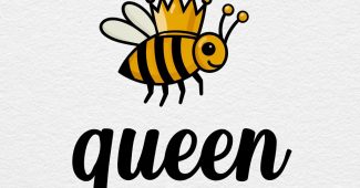 AI提示词_黑色边框的矢量图，包含“queen”字样和蜂蜜剪纸上的皇冠_如何购买gpt会员便宜点缩略图