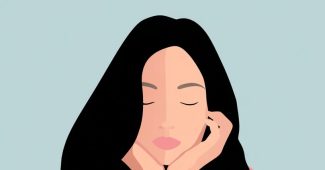 ChatGPT提示词_一幅极简风格的插图，描绘了一位无脸的女性，背景为淡蓝色，皮肤为柔和的桃色，她穿着粉色上衣_chatgpt在线试用缩略图