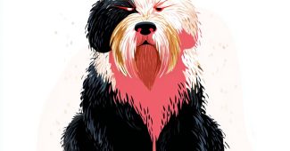 ChatGPT提示词_一幅可爱的毛茸茸的英式牧羊犬插图_chatgpt人工智能在线网页缩略图