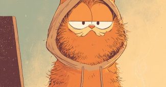 ChatGPT提示词_加菲猫穿着连帽衫坐在电脑前，脸上显得不悦，桌子上有一个红色咖啡杯_国内如何开通gpt会员缩略图