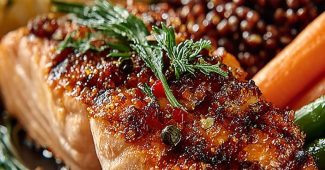 ChatGPT提示词_现代厨房台面上的健康烤三文鱼配新鲜蔬菜和全谷物_chatgpt电脑版缩略图