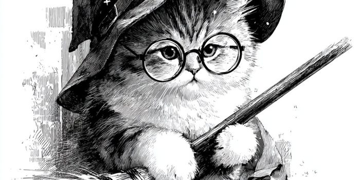 ChatGPT提示词_一只戴着眼镜的猫正在挥舞扫帚_chatgpt官网中文电脑版缩略图