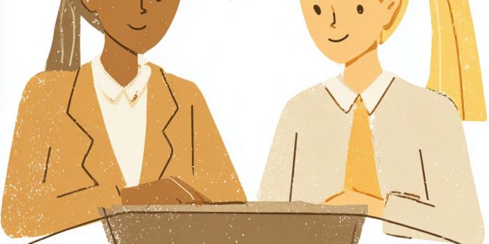 ChatGPT提示词_两位女性在商务会议中，桌上摆有笔记本电脑，友好的氛围_人工智能chatgpt5.0缩略图