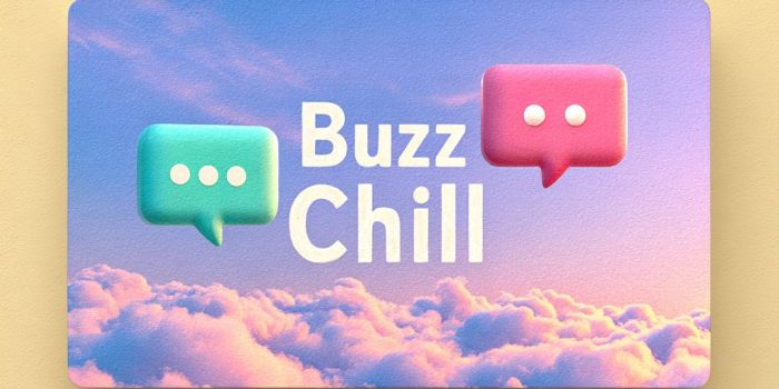 ChatGPT提示词_设计了一个梦幻放松的YouTube横幅，背景为渐变的淡紫色、天空蓝和柔和粉色，配有浮动的聊天气泡和发光的音波图案，展示了“Buzz & Chill”的现代UI风格_苹果手机购买gpt会员有什么用缩略图