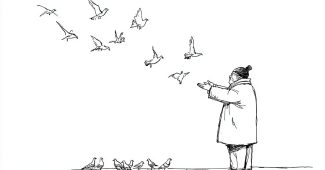 ChatGPT提示词_一位老人伸手喂鸽子的轮廓_chatgpt5官网缩略图