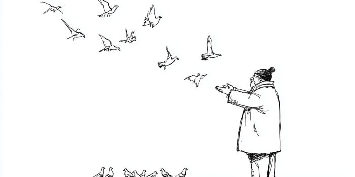 ChatGPT提示词_一位老人伸手喂鸽子的轮廓_chatgpt5官网缩略图