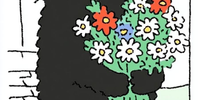 ChatGPT提示词_一只黑猫刚醒来，毛发凌乱，半眯着眼睛，手里抓着一束花_gpt会员银行卡被拒绝缩略图