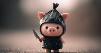 ChatGPT提示词_小猪头戴黑色塑料袋，手持小刀_chatgpt官网中文版缩略图