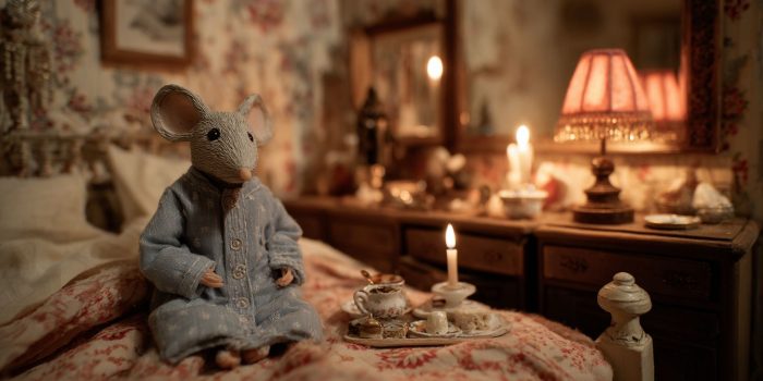 ChatGPT提示词_墙壁与格罗米特中的一只小鼠作为定格动画人物，蜡烛和睡衣在卧室里_chat gpt会员怎么购买缩略图