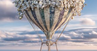 ChatGPT提示词_一只装饰有白色花朵的热气球飞在蓝天和轻云之上_chat gpt会员怎么购买缩略图