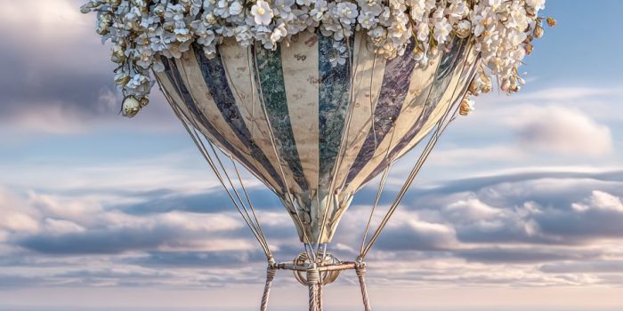 ChatGPT提示词_一只装饰有白色花朵的热气球飞在蓝天和轻云之上_chat gpt会员怎么购买缩略图