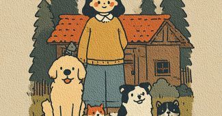 ChatGPT提示词_内蒙古一个温馨的农舍院子里，年轻女性与几只活泼的猫和三只友好的狗一起度过快乐时光_chatgpt网页版本缩略图