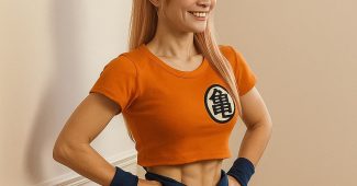 ChatGPT提示词_人物穿着现代休闲风格的橙色短款上衣和宽松裤子，配蓝色围巾，展现轻松友好的气质_苹果手机购买gpt会员怎么取消缩略图