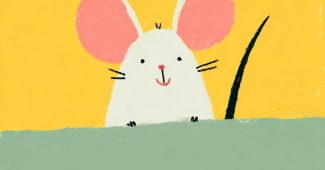 ChatGPT提示词_这幅插图展示了一只可爱的浅灰色小鼠，背景为上方明亮的黄色和下方清新的薄荷绿，配有手绘的黄字“快乐鼠”，营造出愉悦的氛围_chatgpt5.0可以用吗缩略图