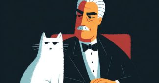 ChatGPT提示词_唐·维托·柯里昂在昏暗的办公室里穿着黑色西装，握着一只猫_chatgpt会员多少钱一个月缩略图