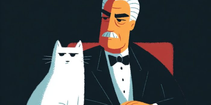 ChatGPT提示词_唐·维托·柯里昂在昏暗的办公室里穿着黑色西装，握着一只猫_chatgpt会员多少钱一个月缩略图