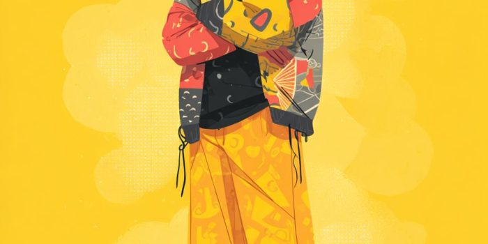 ChatGPT提示词_插画展示了一位时尚个性的全身形象，突出细致的服装与独特面貌_chatgptplus是什么缩略图