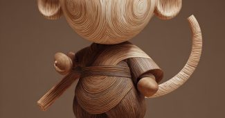 ChatGPT提示词_木雕盲盒中的孙悟空拟人化设计，简约优雅的圆形底座_chatgpt5登录缩略图