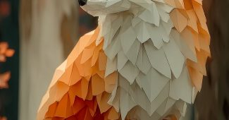 ChatGPT提示词_一个低多边形的狐狸3D渲染，采用干净的三角面构建，色调为平坦的橙色和白色，置于简约风格的环境中_chatgpt在线网页使用缩略图