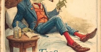 ChatGPT提示词_描绘了一位名为“青蛙绅士”的角色，他身材魁梧，穿着红袜子和蓝色裤子，坐在阳光下的床边，旁边有一瓶冒烟的圆瓶_国内如何开通gpt会员卡支付宝缩略图