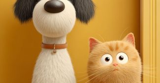 ChatGPT提示词_一只胖乎乎的可爱猫咪在明亮黄色背景前展现好奇和顽皮的神情_chatgpt网页在线版缩略图