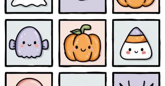 ChatGPT提示词_一组可爱的万圣节剪贴图标，包含小鬼、南瓜、蝙蝠、蜘蛛和糖果，采用粉彩色和黑色轮廓，风格统一，透明背景，1:1 方块_如何开通gpt会员功能缩略图