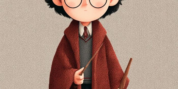 ChatGPT提示词_哈利·波特手持魔杖的平面设计插图_chatgpt在线网页聊天缩略图