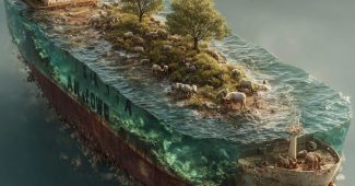 ChatGPT提示词_一艘大型船上漂浮着一座草木繁盛的岛屿，岛上有牛羊在漫步_chatgpt5.0最新消息缩略图