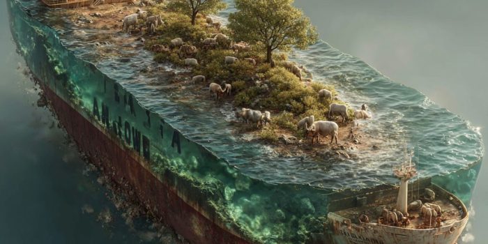 ChatGPT提示词_一艘大型船上漂浮着一座草木繁盛的岛屿，岛上有牛羊在漫步_chatgpt5.0最新消息缩略图