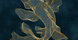 ChatGPT提示词_这是一幅使用金色线条勾勒而成的极简抽象锦鲤图背景_chatgpt下栽缩略图