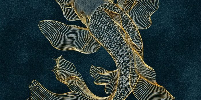 ChatGPT提示词_这是一幅使用金色线条勾勒而成的极简抽象锦鲤图背景_chatgpt下栽缩略图