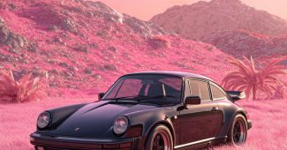 ChatGPT提示词_黑色保时捷与粉色草地和粉色晚霞背景_chatgpt 下载缩略图