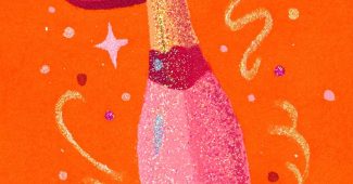 ChatGPT提示词_可爱的水彩插图，牛仔帽上的闪光香槟瓶周围闪烁着粉色、橙色、金色和红色的色彩_chatgpt在线网页使用缩略图